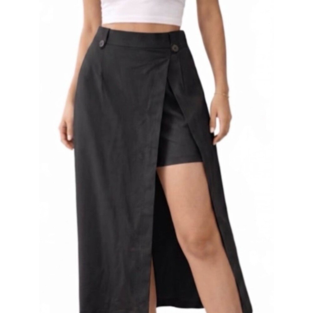 Halara 2-In-1 Wrap Midi Skirt Built In Shorts High Waisted Size S